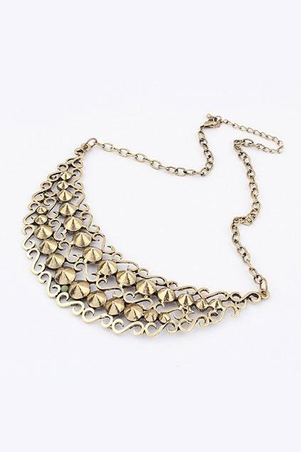 Oasap Multi Layer Nail Inlaid Necklace