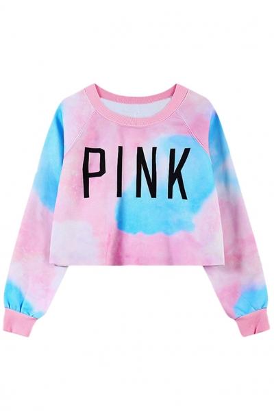 Oasap Sweet Color Block Long Sleeve Printed Hoodie