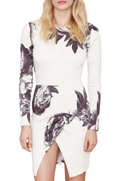 Oasap Demure White Floral Mini Dress