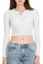 Oasap Chic Button Front Ribbed Crop Top