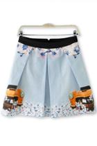 Oasap Cute Paneled Floral Skirt