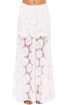 Oasap Women's Casual Solid Floral Lace Slit Maxi Skirt