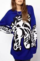 Oasap Creative Horse Head Printed Casual Sweater