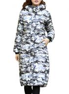 Oasap Women's Camouflage Graphic Hooded Long Down Coat