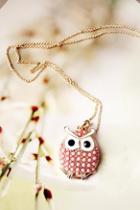Oasap Artificial Gemstone Embellished Owl Necklace