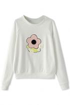 Oasap Demure Embroidered Single Flower Sweatshirt