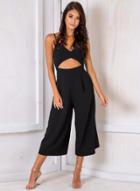 Oasap Fashion Sexy Solid Spaghetti Strap Sleeveless Backless V Neck Jumpsuits
