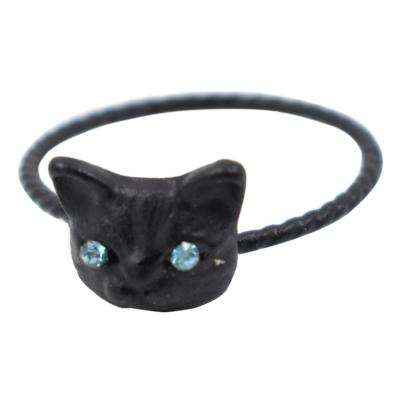 Oasap Women's Fashion Black Cat Decoration Circle Round Finger Rings