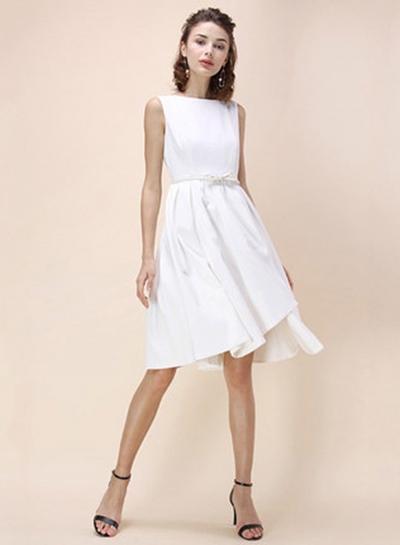 Oasap Solid Color Round Neck Sleeveless Midi Dress