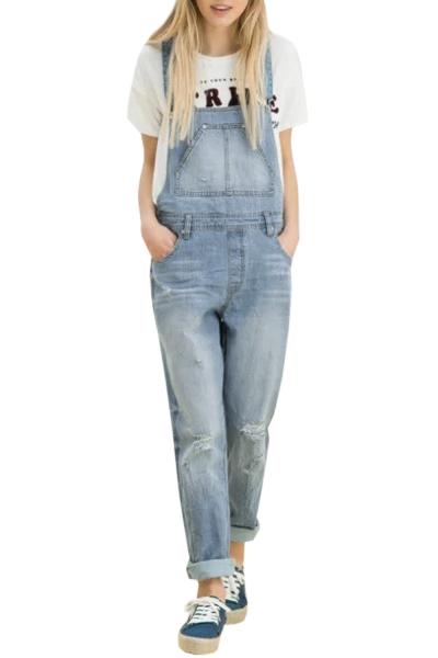 Oasap Women's Distressed Overalls Denim Jumpsuit