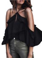 Oasap Off Shoulder Short Sleeve Ruffle Cropped Blouse