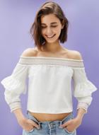 Oasap Off The Shoulder Long Sleeve Crop Top