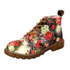 Oasap Vintage Round Toe Block Heels Floral Boots