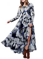 Oasap Women's Fashion Spring Long Sleeve Floral Print Maxi Dress