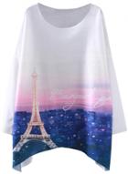 Oasap Women's Colorful Tower Graphic Asymmetric Knit Tee
