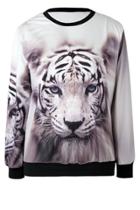 Oasap Contemplative Tiger Loose Sweatshirt