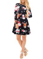 Oasap Round Neck Long Sleeve Christmas Printed Midi Dress