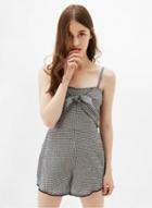 Oasap Plaid Spaghetti Strap Sleeveless Bow Romper