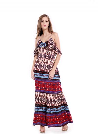 Oasap V Neck Pattern Print Slip Dress