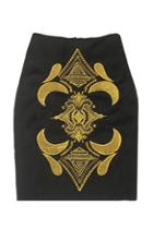 Oasap Abstract Totem Embroidered Pleated Bud Skirt