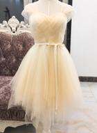 Oasap Irregular A-line Mesh Cocktail Bridesmaid Dress