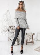Oasap Fashion Off Shoulder Long Sleeve Pullover Sweater