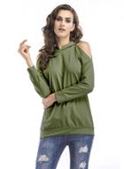 Oasap Off Shoulder Long Sleeve Solid Hoodies