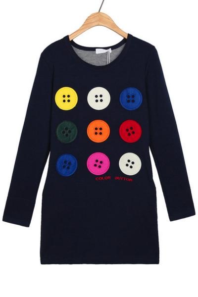 Oasap Button Appliqued Sweatshirt
