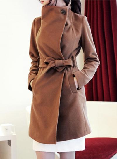 Oasap Single Button High Neck Wool Blend Coat