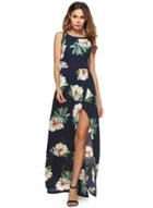 Oasap Sleeveless Backless Floral Printed Slit Dresses