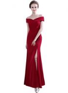 Oasap Solid Color Slash Neck Off Shoulder High Slit Prom Evening Dress
