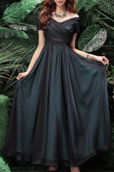 Oasap Elegant Pleated Swing Maxi Dress