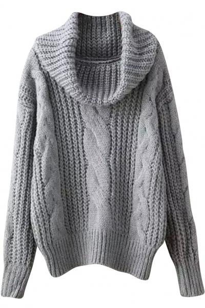 Oasap Chic Turtleneck Cable Knit Sweater