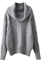 Oasap Chic Turtleneck Cable Knit Sweater