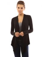 Oasap V Neck Long Sleeve Solid Color Pleated Open Front Coat