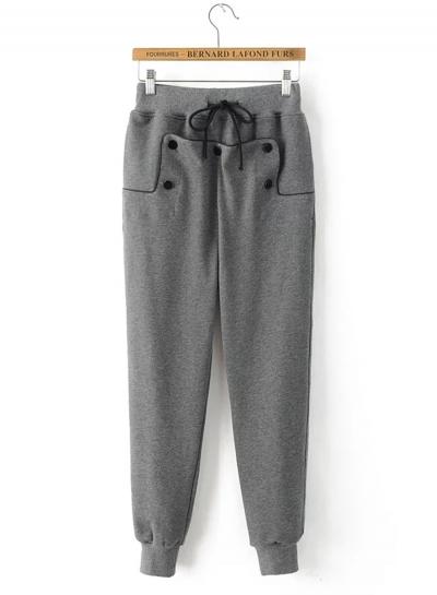 Oasap Drawstring Waist Solid Color Sweat Pants