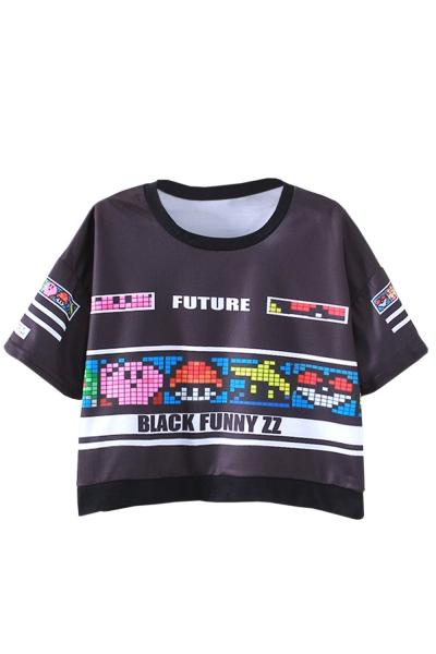 Oasap Fashion Loose Fit Printed Summer Crop Top