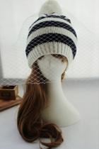 Oasap Mesh Paneled Striped Knitted Hat