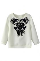 Oasap Bewitching Contrast Embroidery Sweatshirt