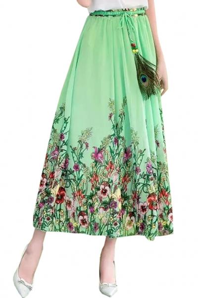 Oasap Flimsy Floral Print Pleated Swing Skirt