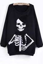 Oasap Cute Skull Fleece Sweatshirt
