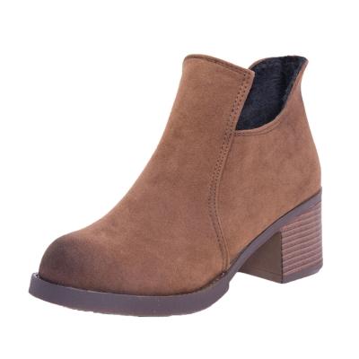 Oasap Block Heels Round Toe Solid Color Slip-on Martens Boots