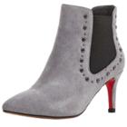 Oasap Plush Pointed Toe Stiletto Heels Rivet Ankle Boots