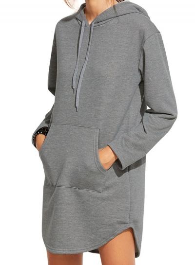 Oasap Casual Long Sleeve Loose Longline Hoodie With Pocket