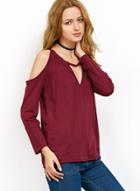 Oasap Spaghetti Strap Off Shoulder Solid Tops