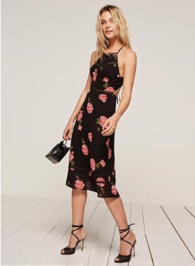 Oasap Floral Print Lace-up Dress