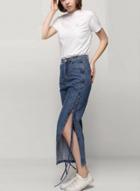 Oasap Stylish Lace-up Denim Pants