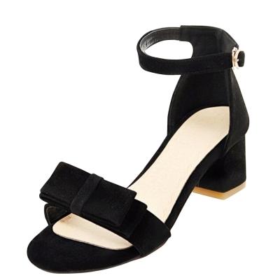 Oasap Open Toe Bow Block Heels Sandals