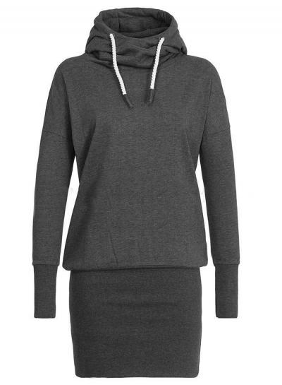 Oasap Long Sleeve Solid Color Long Hoodie