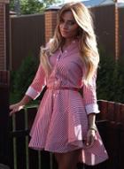 Oasap Striped Button Down High Low Shirt Dress With Belt